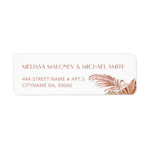 Watercolor Boho Floral Teracotta Return Address Label