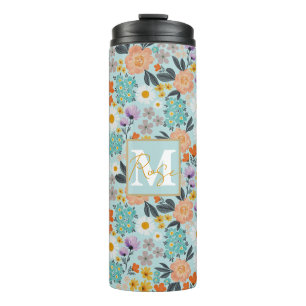 Watercolor Boho Floral Thermal Tumbler