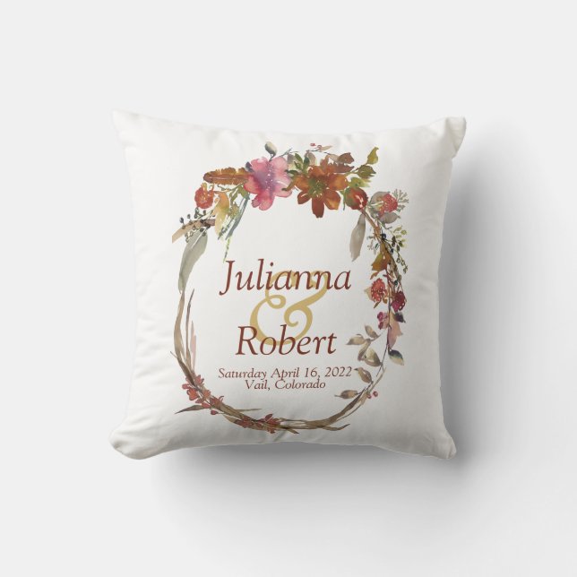 Watercolor Boho floral   Throw Pillow (Front)