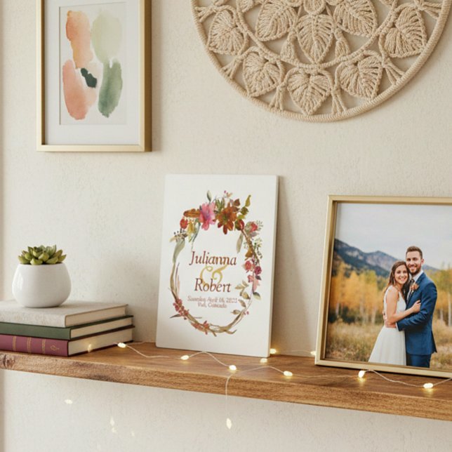 Watercolor Boho floral Wedding memory Plaque (Creator Uploaded)