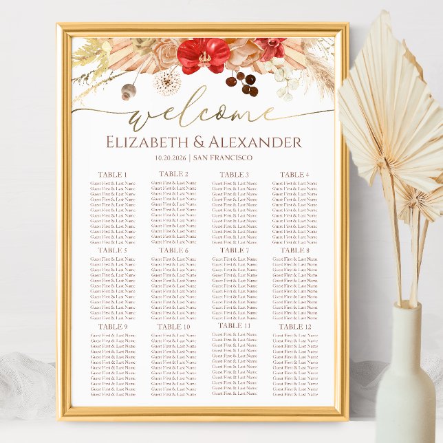 Watercolor Boho Floral Wedding Seating Charts (Creator Uploaded)