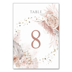 watercolor boho flowers Table Number 8