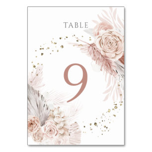 watercolor boho flowers Table Number 9