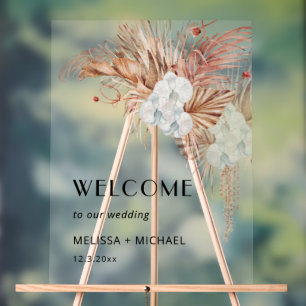 Watercolor Boho Flowers Wedding Welcome Foam Board Acrylic Sign