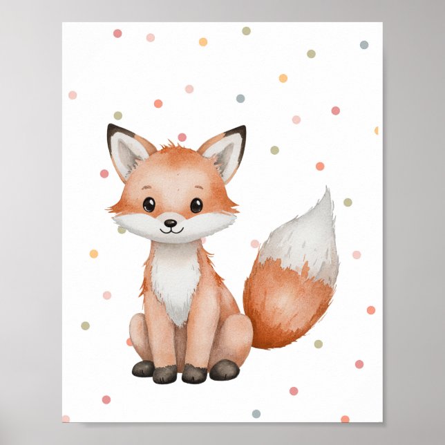 Watercolor Boho Fox Nursery Woodland Wall Art (Front)