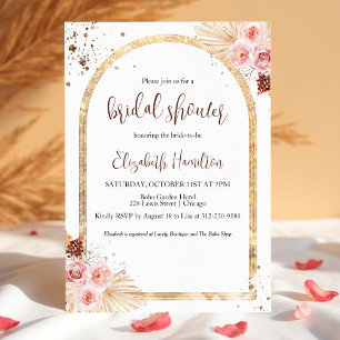 Watercolor Boho Glitter Bridal Shower Invitation