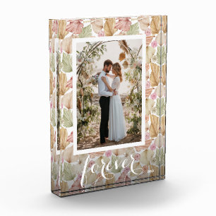 Watercolor Boho Leaves and Roses Photo Block