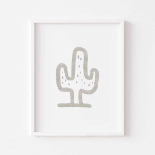 Watercolor boho minimalist cactus poster