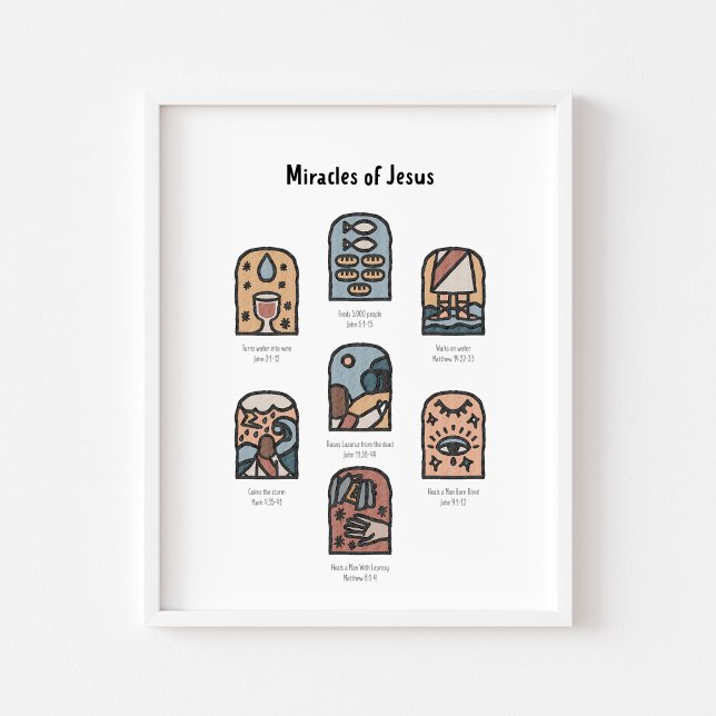 watercolor boho miracles of Jesus poster (Creator Uploaded)