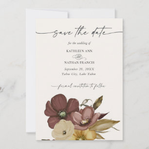 Watercolor Boho Neutral Wedding Save the Date Invitation