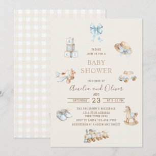Watercolor Boho Nursery boy baby shower Invitation