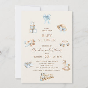 Watercolor Boho Nursery boy baby shower Invitation