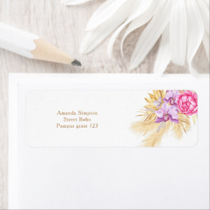 Watercolor boho pampas grass - Baby shower Return Address Label