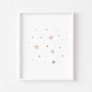 Watercolor Boho pastel stars print