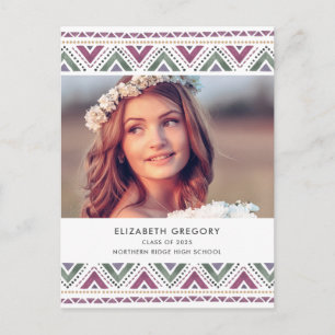 Watercolor Boho Photo Graduation Announcement Postcard
