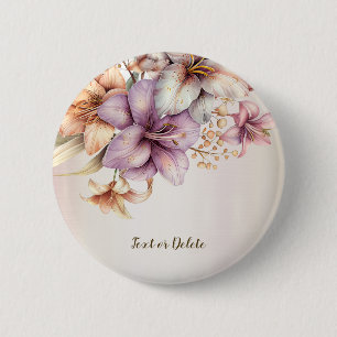Watercolor Boho Pink Flowers Elegant Stylish 6 Cm Round Badge
