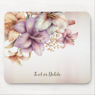 Watercolor Boho Pink Flowers Elegant Stylish Mouse Pad