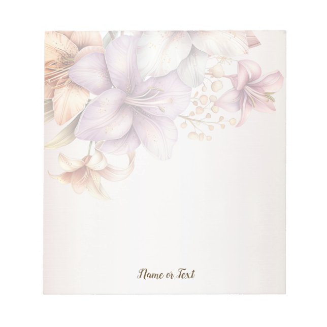 Watercolor Boho Pink Flowers Elegant Stylish Notepad (Front)