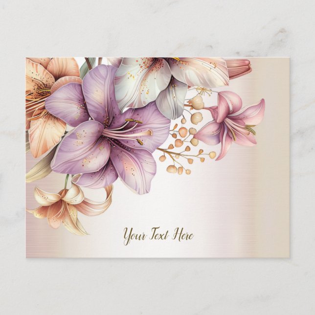 Watercolor Boho Pink Flowers Elegant Stylish Postcard (Front)