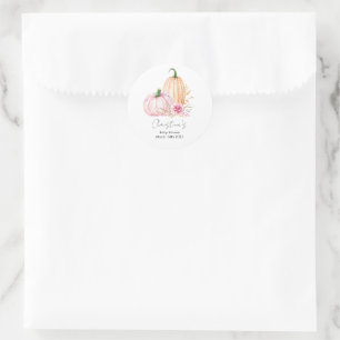 Watercolor Boho Pumpkin Babyshower Classic Round Sticker