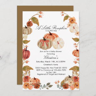 Watercolor Boho Pumpkin Babyshower Invitation