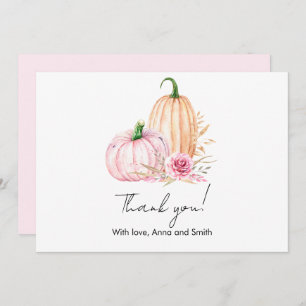 Watercolor Boho Pumpkin Babyshower  Thank You Card