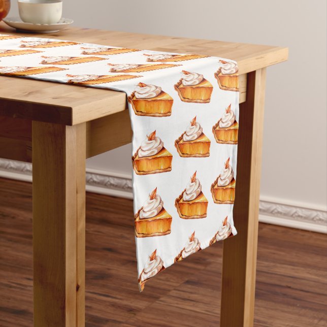 Watercolor Boho Pumpkin Pie Pattern Long Table Runner (In Situ)
