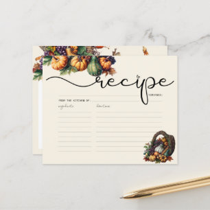 Watercolor Boho Pumpkin Recipe Card
