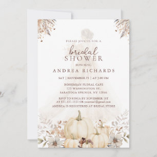 Watercolor Boho Pumpkins Fall Bridal Shower Invitation