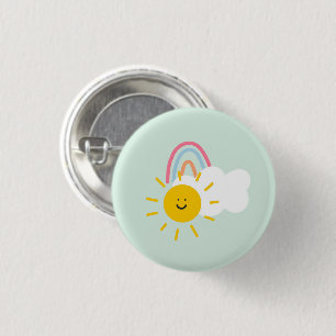 Watercolor Boho Rainbow and Sun 3 Cm Round Badge