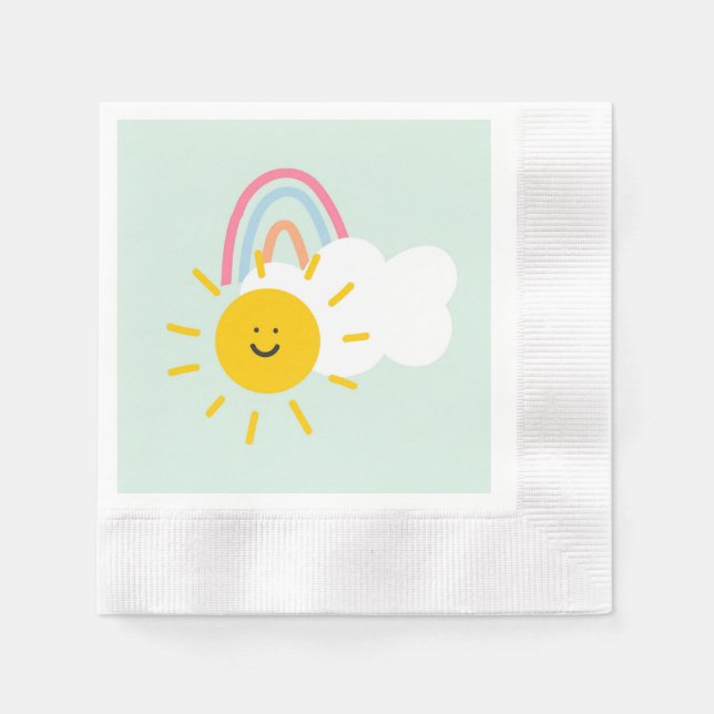 Watercolor Boho Rainbow and Sun  Napkin (Front)