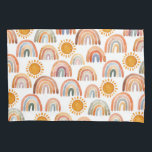 Watercolor Boho Rainbow and Sun Pillowcase<br><div class="desc">Cute watercolor modern boho rainbow and yellow sunshine pillowcase. Perfect for kids</div>