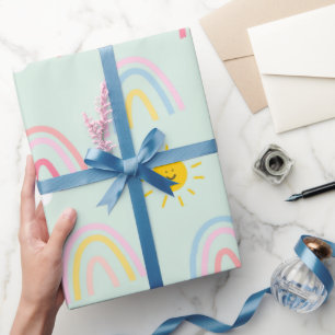 Watercolor Boho Rainbow and Sun  Wrapping Paper