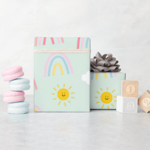 Watercolor Boho Rainbow and Sun  Wrapping Paper