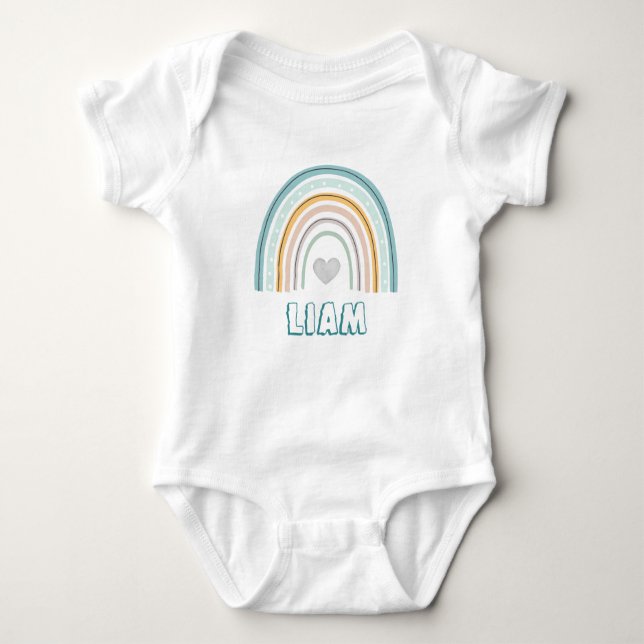 Watercolor Boho Rainbow Baby Boy Bodysuit (Front)