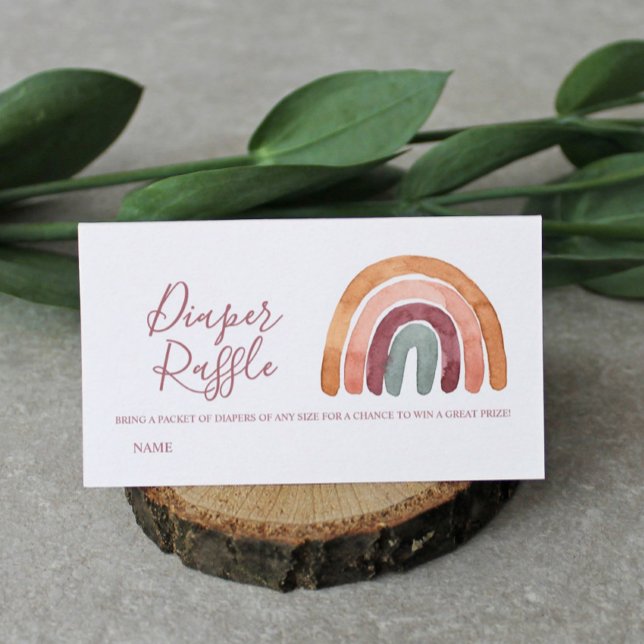 Watercolor Boho Rainbow Baby Shower Diaper Raffle  Enclosure Card (Creator Uploaded)