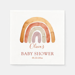 Watercolor Boho Rainbow Baby Shower  Napkin