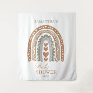 Watercolor Boho Rainbow baby shower Tapestry