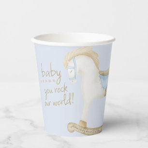 Watercolor Boho Rocking Horse Baby Shower Paper Cups