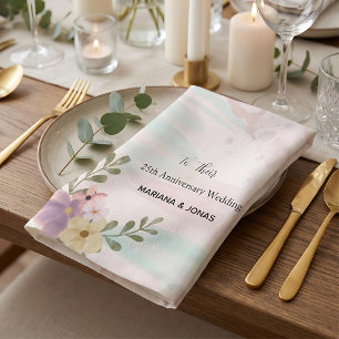 Watercolor boho succulent vintage pastel floral napkin