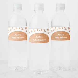 Watercolor Boho Sun Baby Shower Water Bottle Label