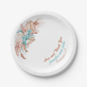 Watercolor Boho Terracotta Floral Wedding Paper Pl Plate
