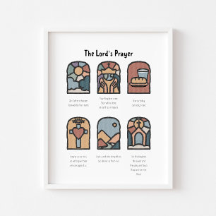 Watercolor boho the lord's prayer poster