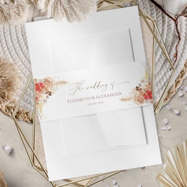 Watercolor Boho Wedding Invitation Belly Band (Creator Uploaded)