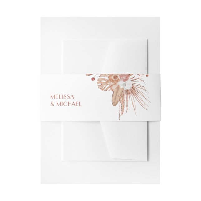 Watercolor Boho Wedding Thank You Invitation Belly Band