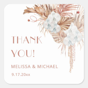 Watercolor Boho Wedding Thank You Square Sticker
