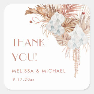 Watercolor Boho Wedding Thank You Square Sticker
