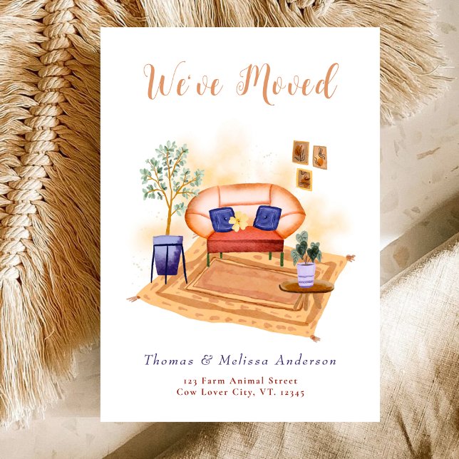Watercolor Boho we've Moved Moving New Address  Announcement (Creator Uploaded)