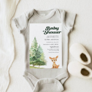 Watercolor Boho Woodland Deer Snow Baby Shower Invitation