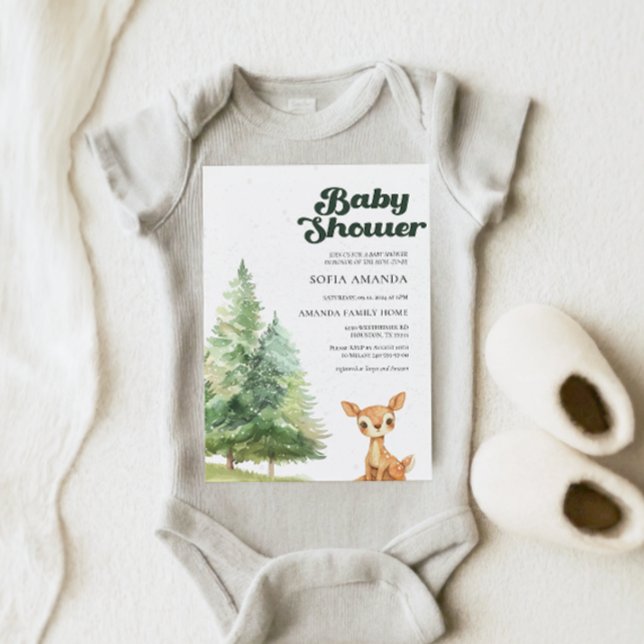 Watercolor Boho Woodland Deer Snow Baby Shower Invitation (Creator Uploaded)